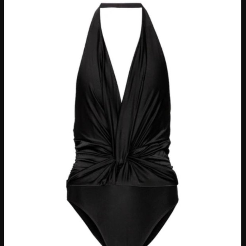 ALEXANDRE VAUTHIER Viscose Stretch Deep V-neck Bodysuit In Black size 36